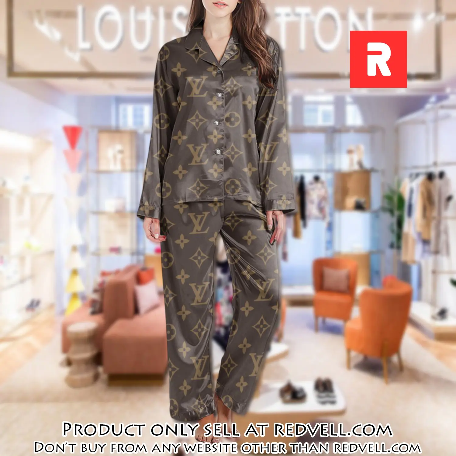 Lv monogram long satin pajama set pjs1036 rv5544469